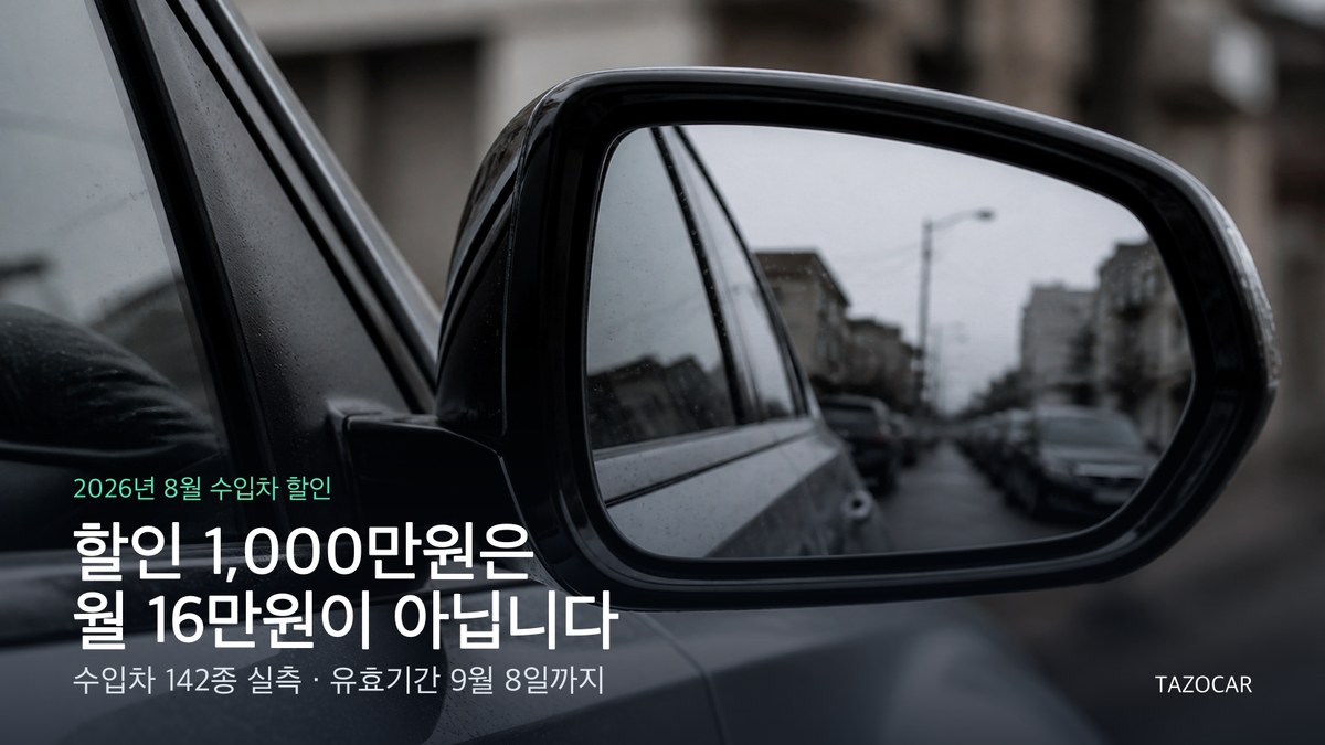 리스에서 할인 1,000만원은 월 16만원이 아닙니다 — 8월 수입차 할인 45종 실측